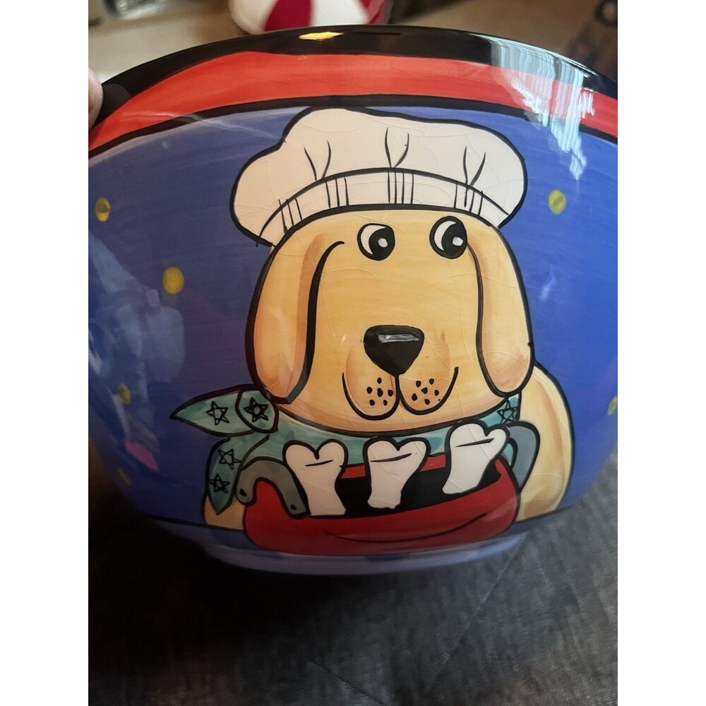Dogzilla Artist Candace Reiter Hand Painted Dog Chefs XL Mixing Bowl Whimsical